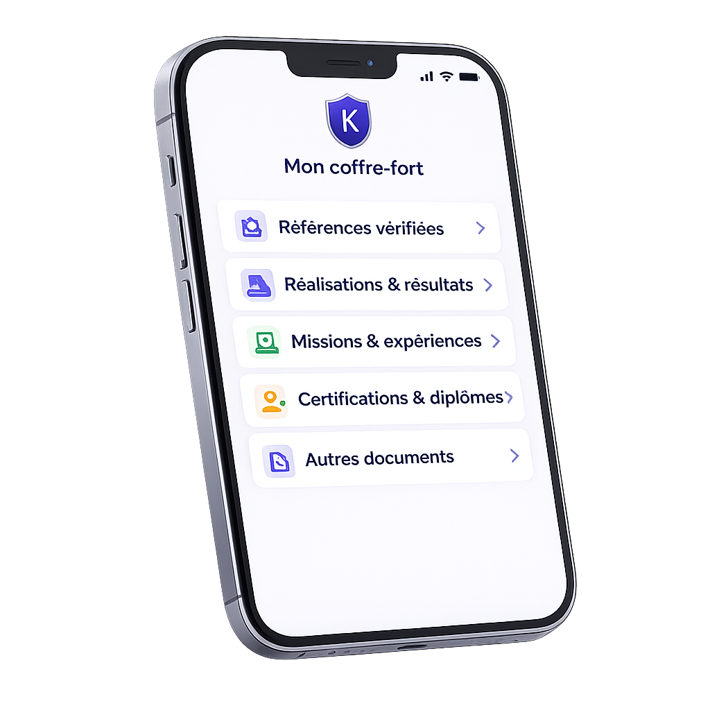 Application Kronikl : Mon coffre-fort avec références, réalisations et documents