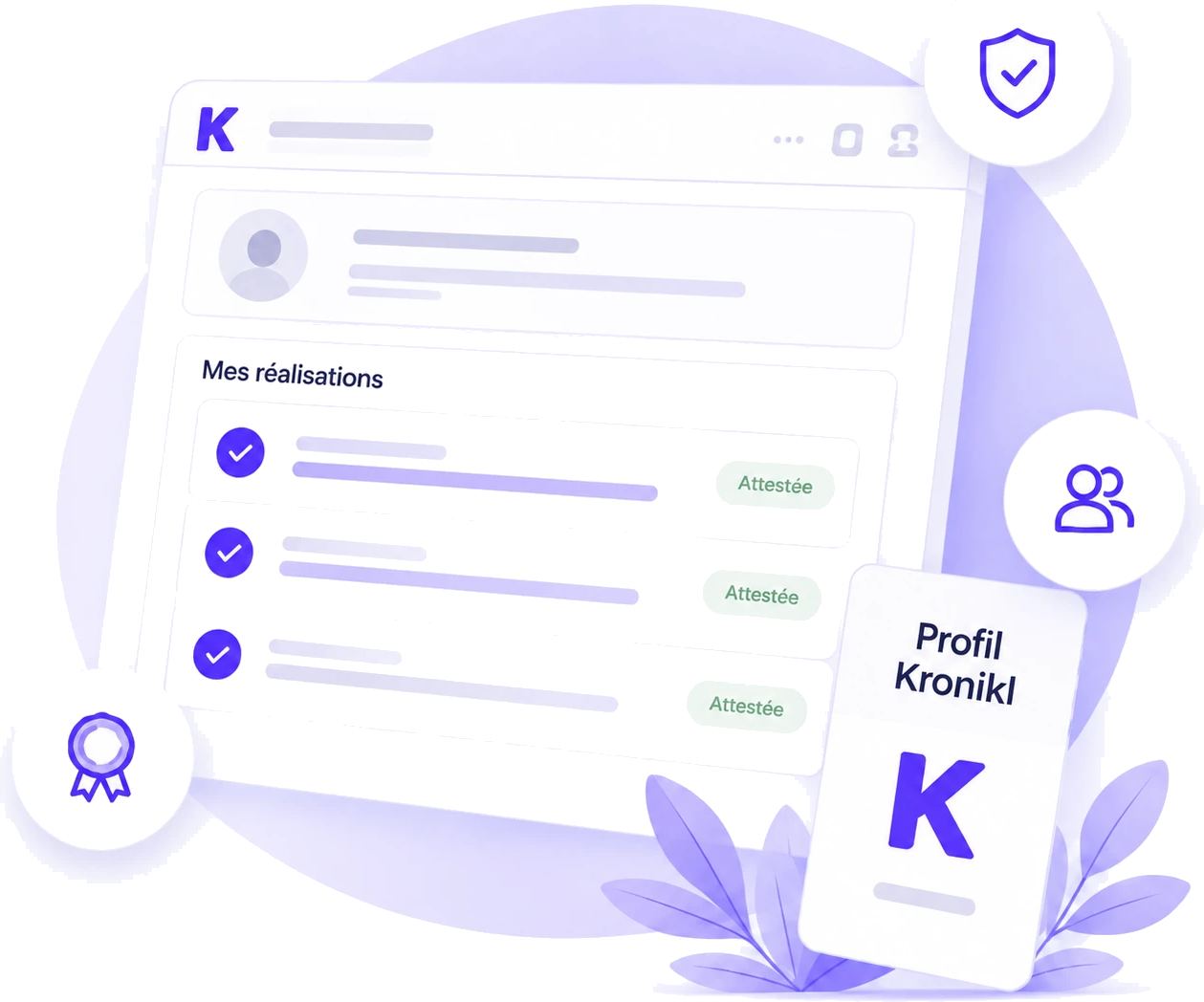Aperçu du Profil Kronikl et de vos réalisations attestées