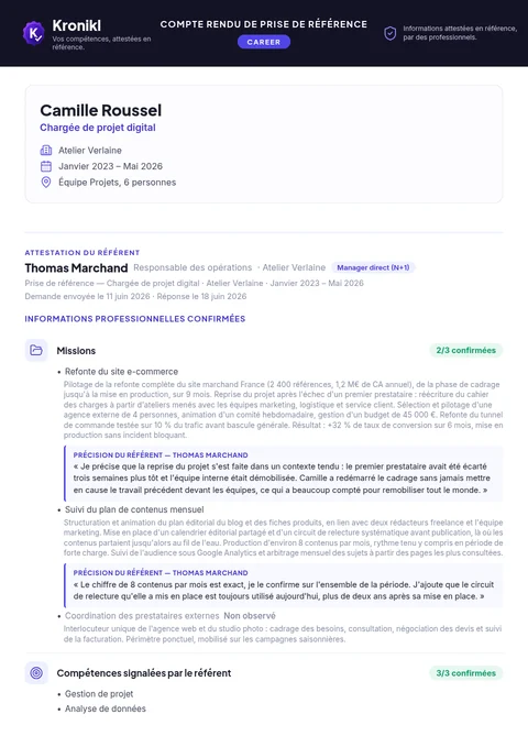 Première page du compte rendu d'exemple Career