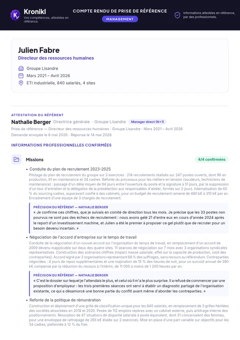 Première page du compte rendu d'exemple Management